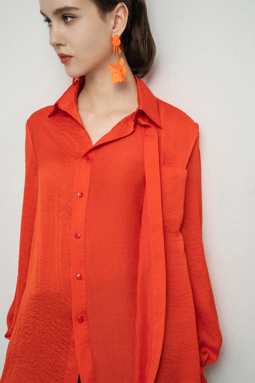 Paislee Straight Bishop Sleeved Silk Shirt