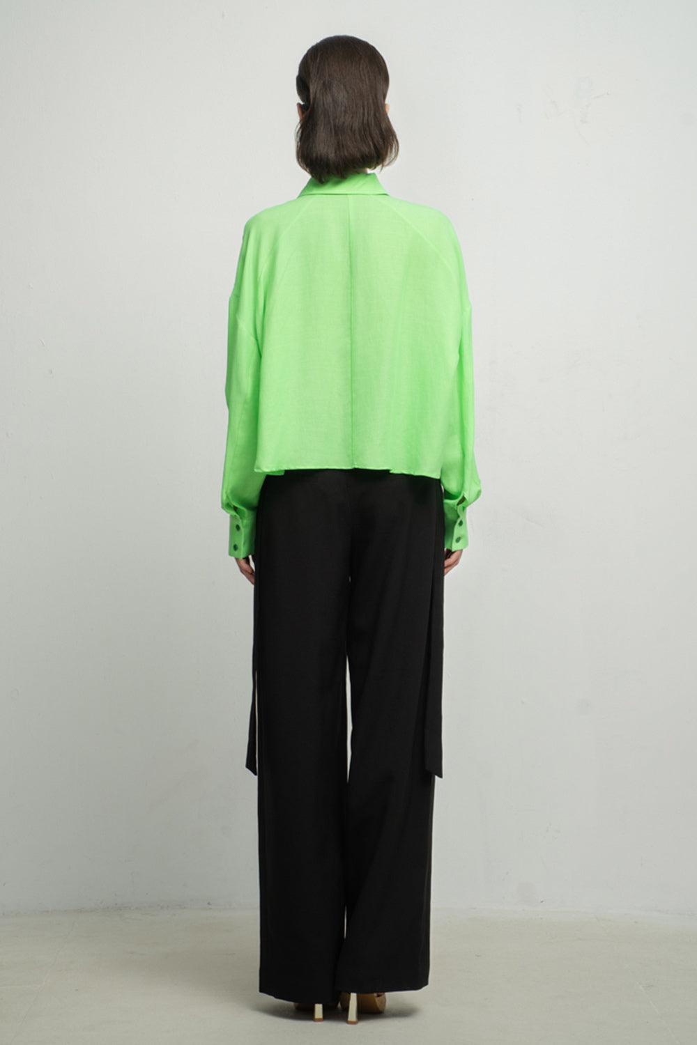 Deborah Straight Leg Of Mutton Sleeved Organza Shirt