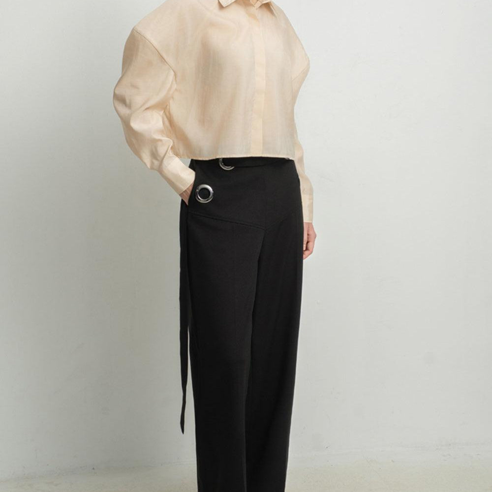 Deborah Straight Leg Of Mutton Sleeved Organza Shirt