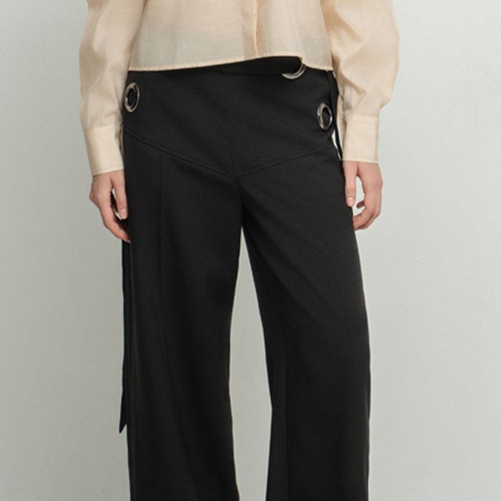 Teagan Straight Side Pocket Polyester Ankle Length Pants