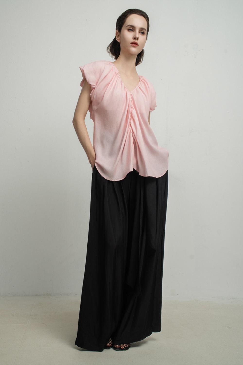 Madeleine Straight Gathered Cotton Top