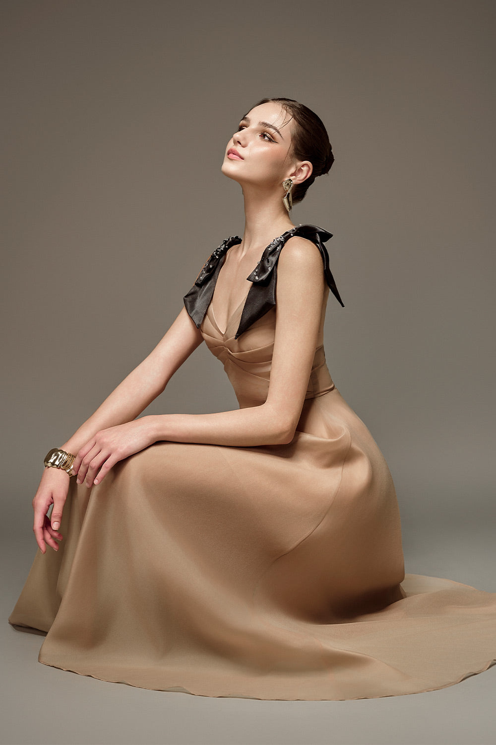 Claire A-line V-Neck Chiffon Midi Dress