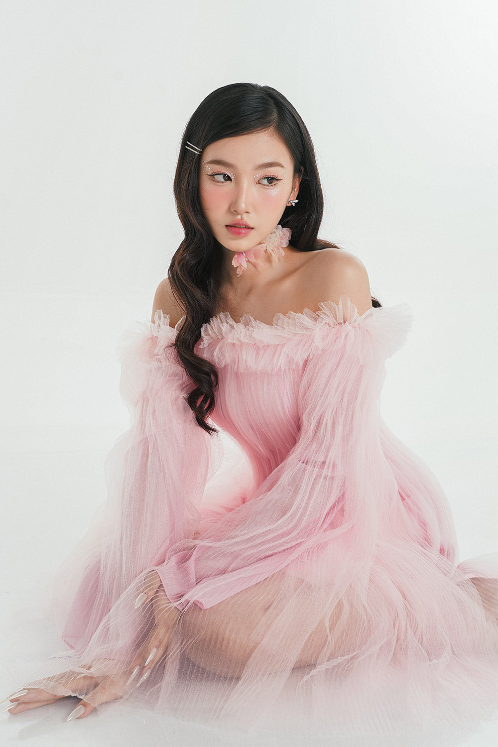 Johie A-line Wide Sleeved Mesh Mini Dress