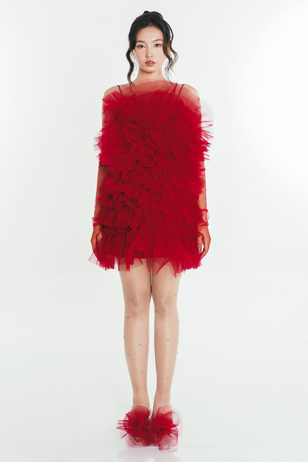 Rosie Straight Ruffle Layer Mesh Mini Dress