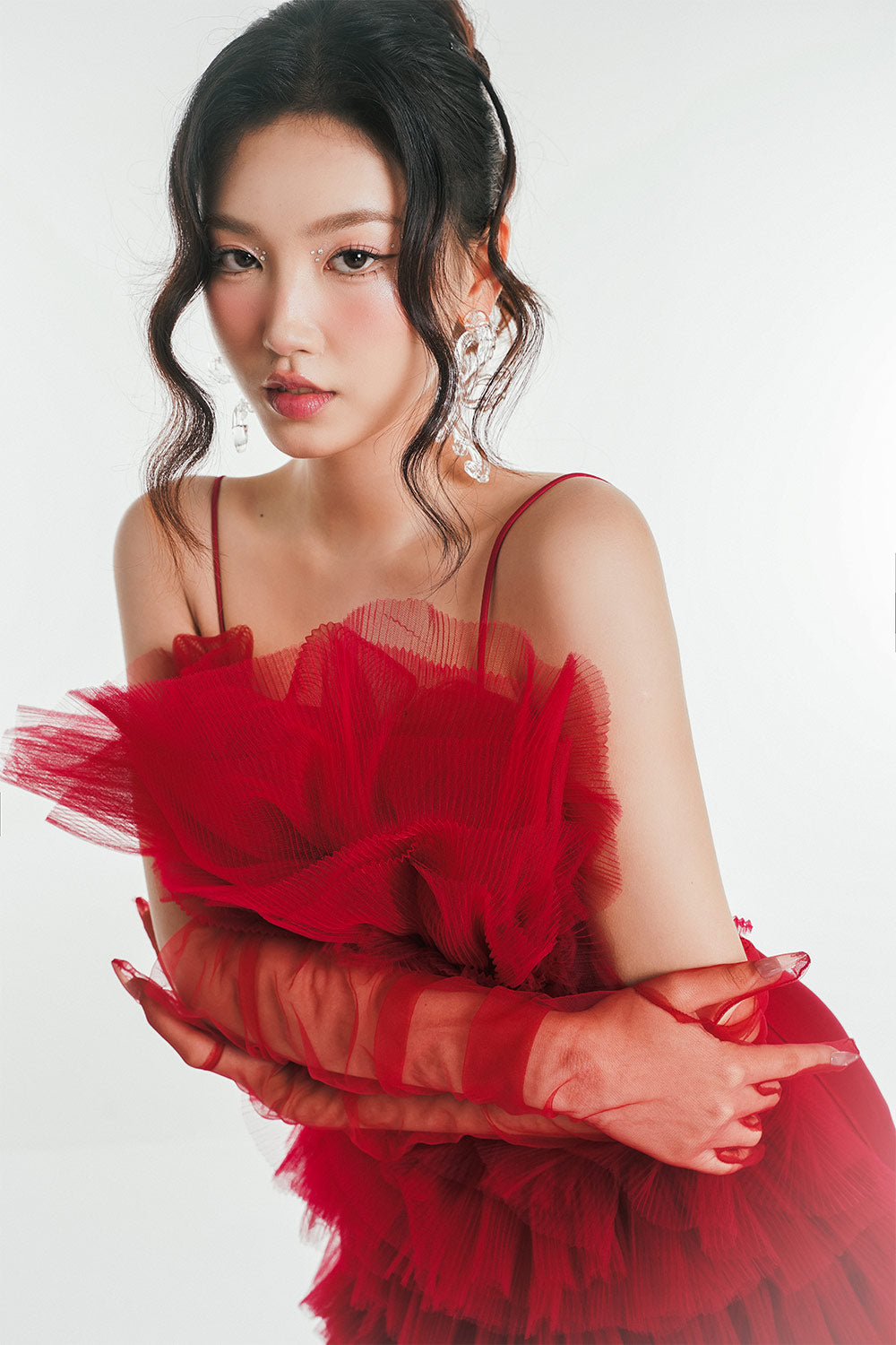 Rosie Straight Ruffle Layer Mesh Mini Dress