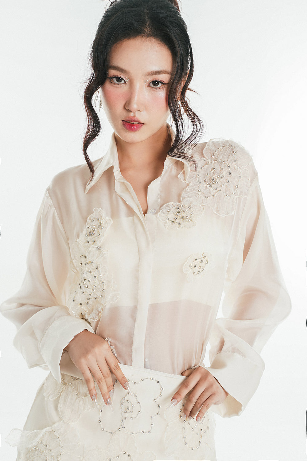 Yuka Straight Sheer Organza Shirt