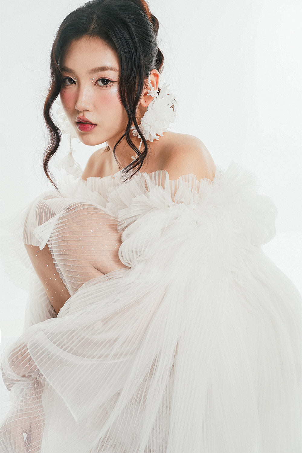 Johie A-line Wide Sleeved Mesh Mini Dress