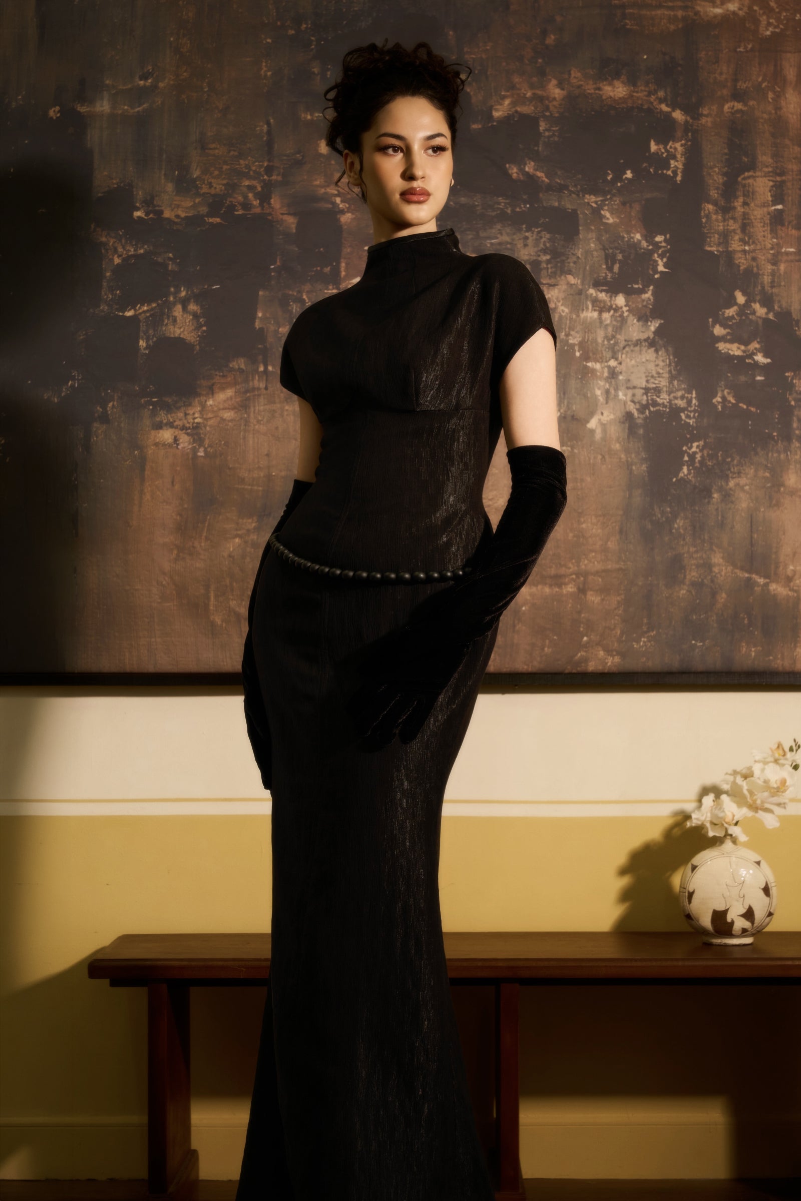 Mac Thanh High Neck Maxi Dress