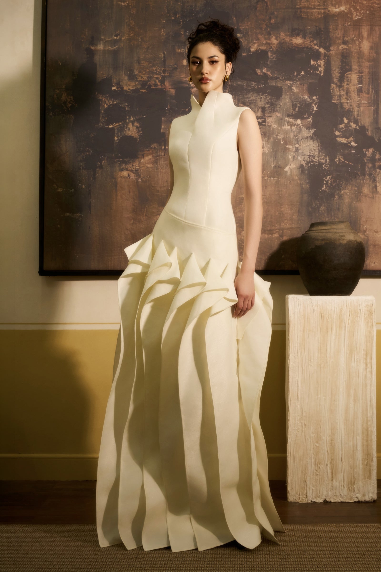 Tinh Van Draped Maxi Dress