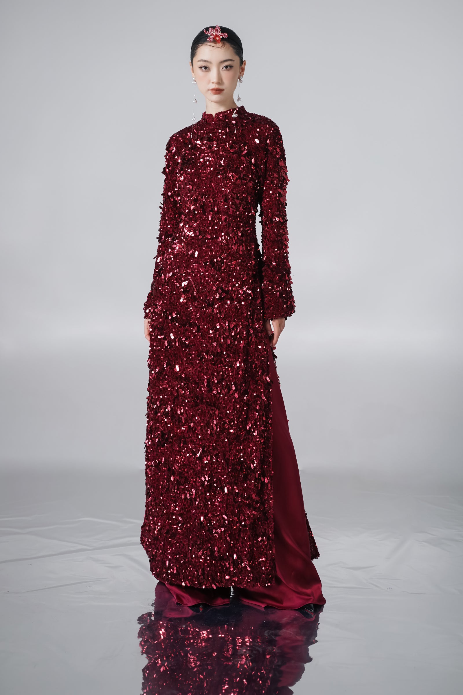 Dan Chi Sequin Ao Dai Set