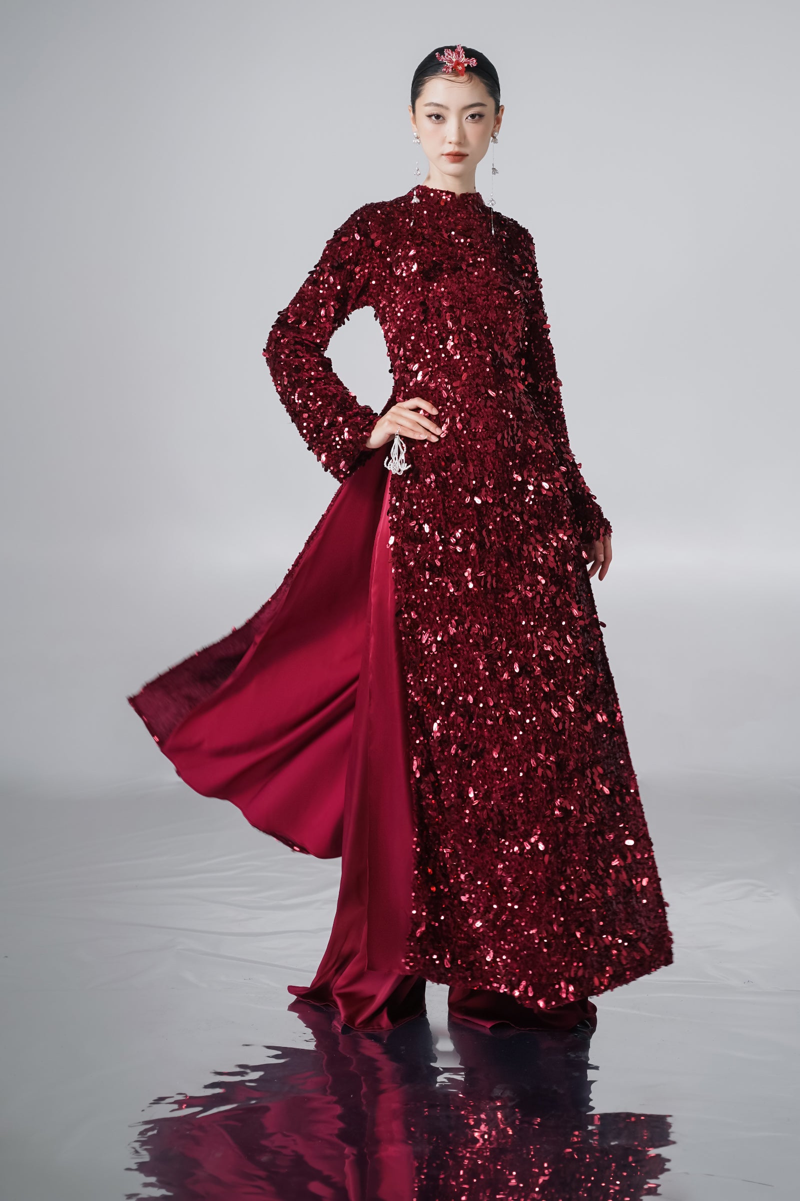 Dan Chi Sequin Ao Dai Set