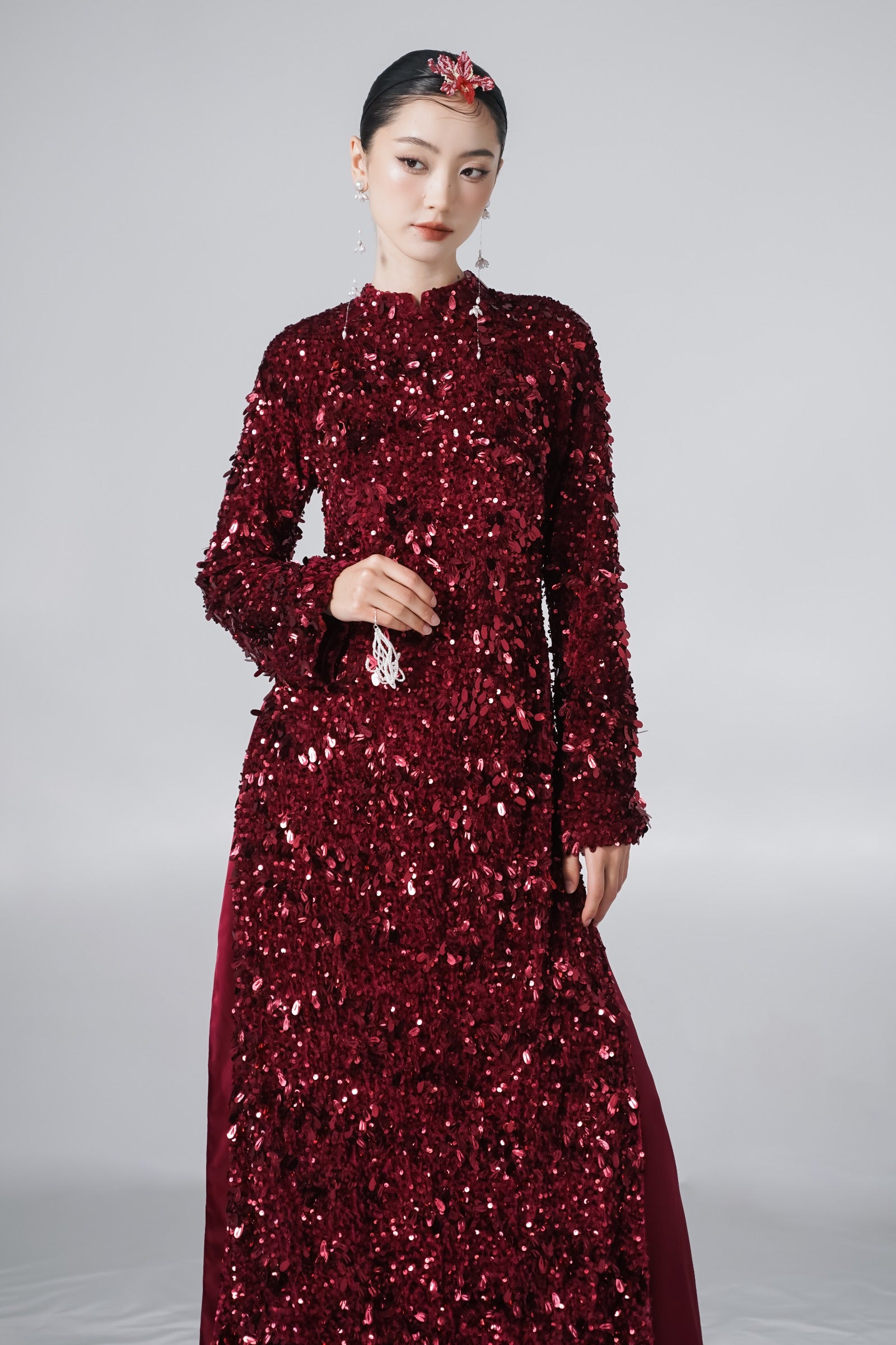 Dan Chi Sequin Ao Dai Set