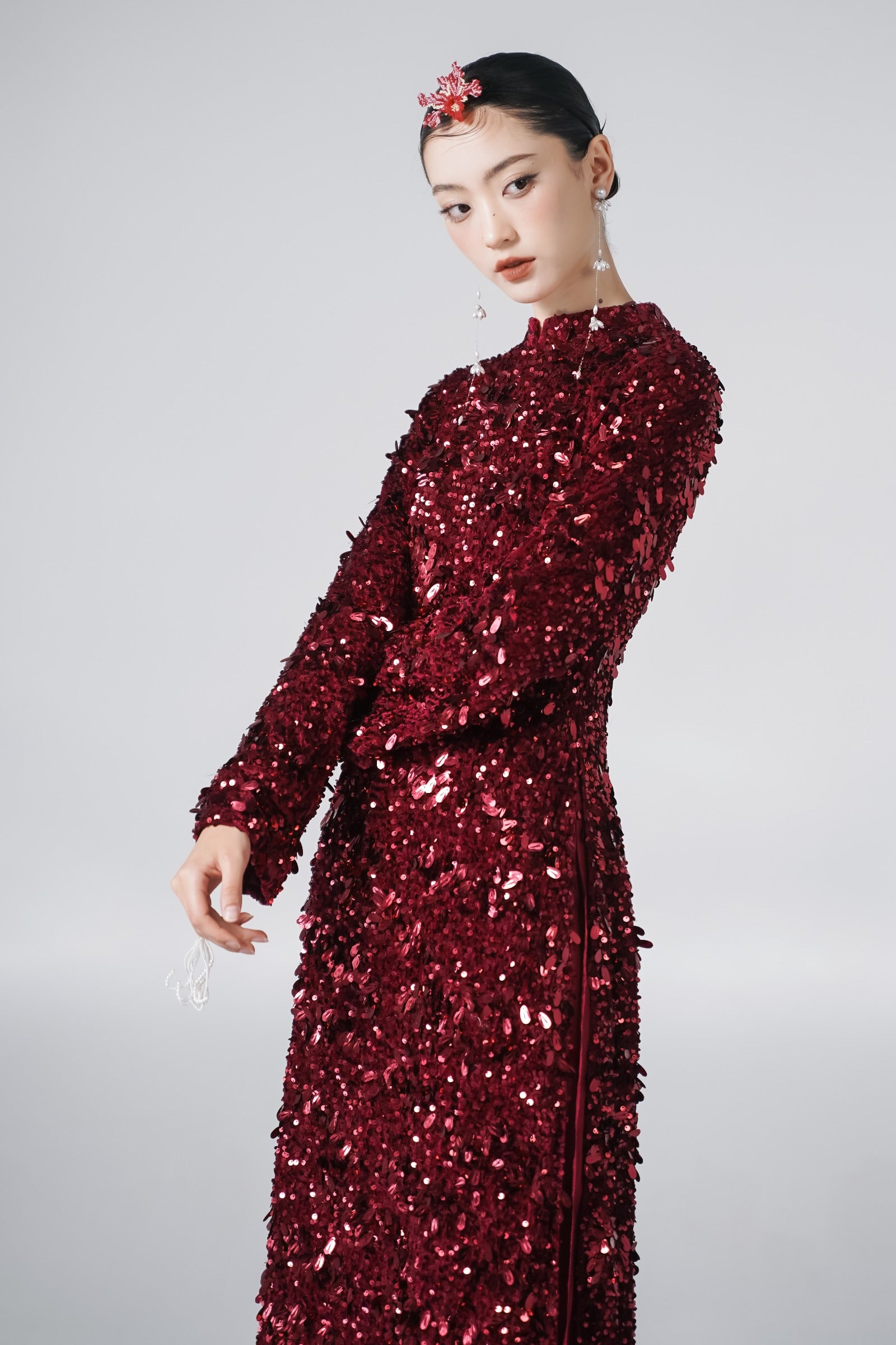 Dan Chi Sequin Ao Dai Set