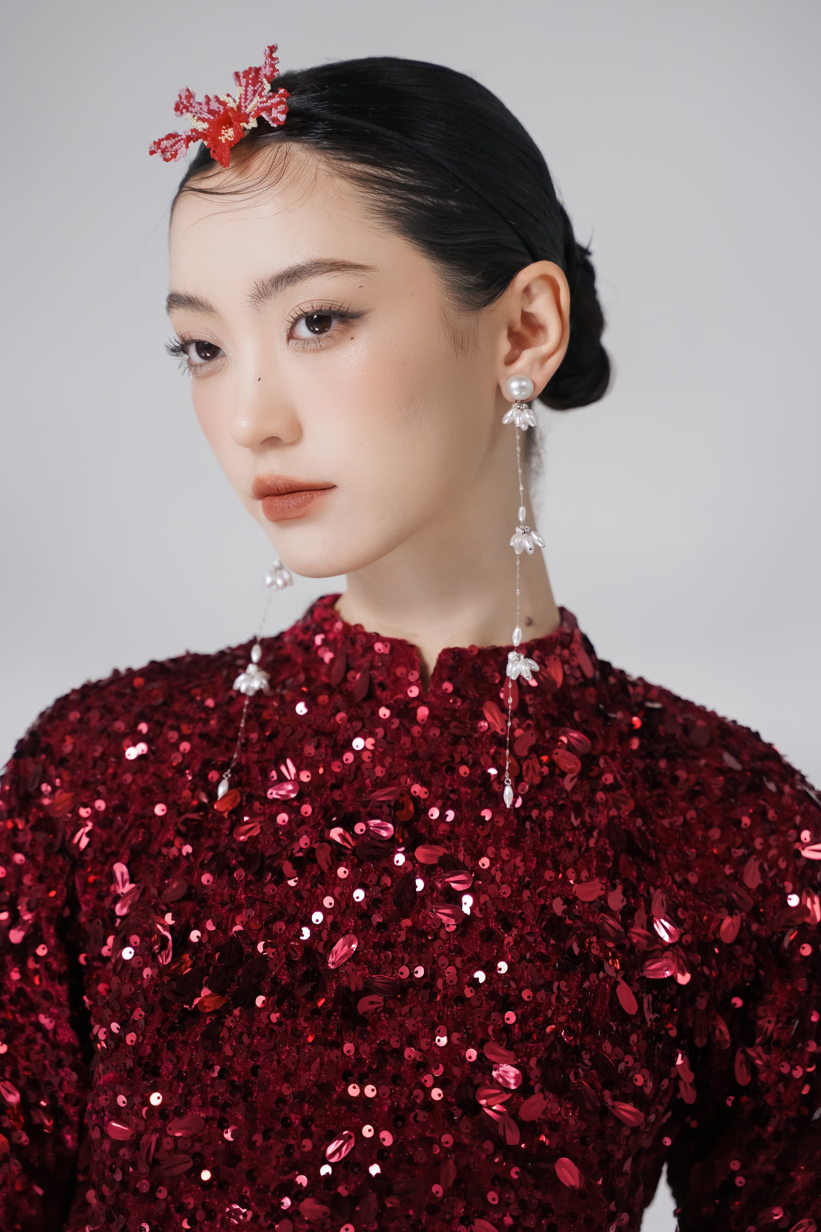 Dan Chi Sequin Ao Dai Set