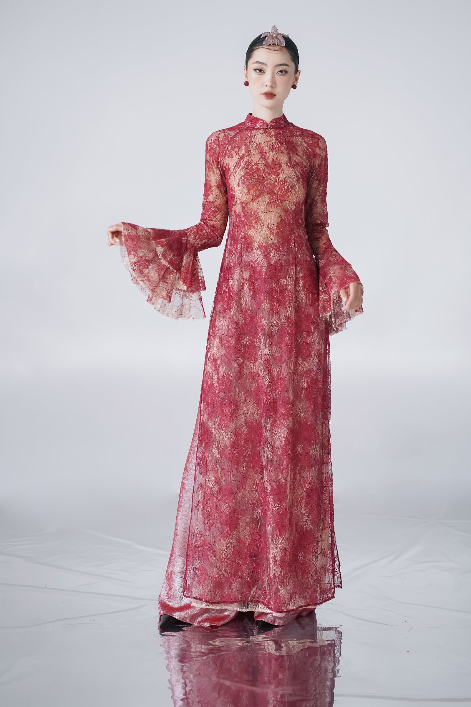 Tuu Chu Bell Sleeve Ao Dai Set