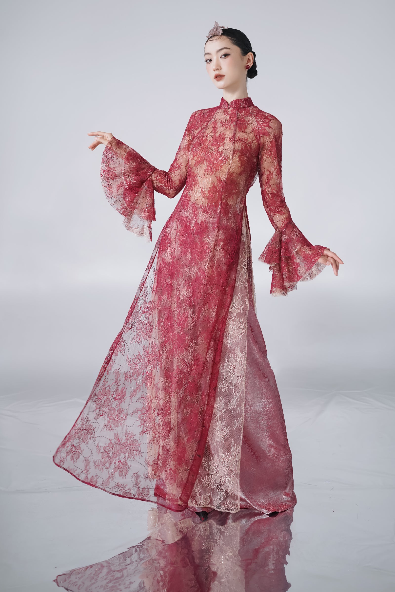 Tuu Chu Bell Sleeve Ao Dai Set