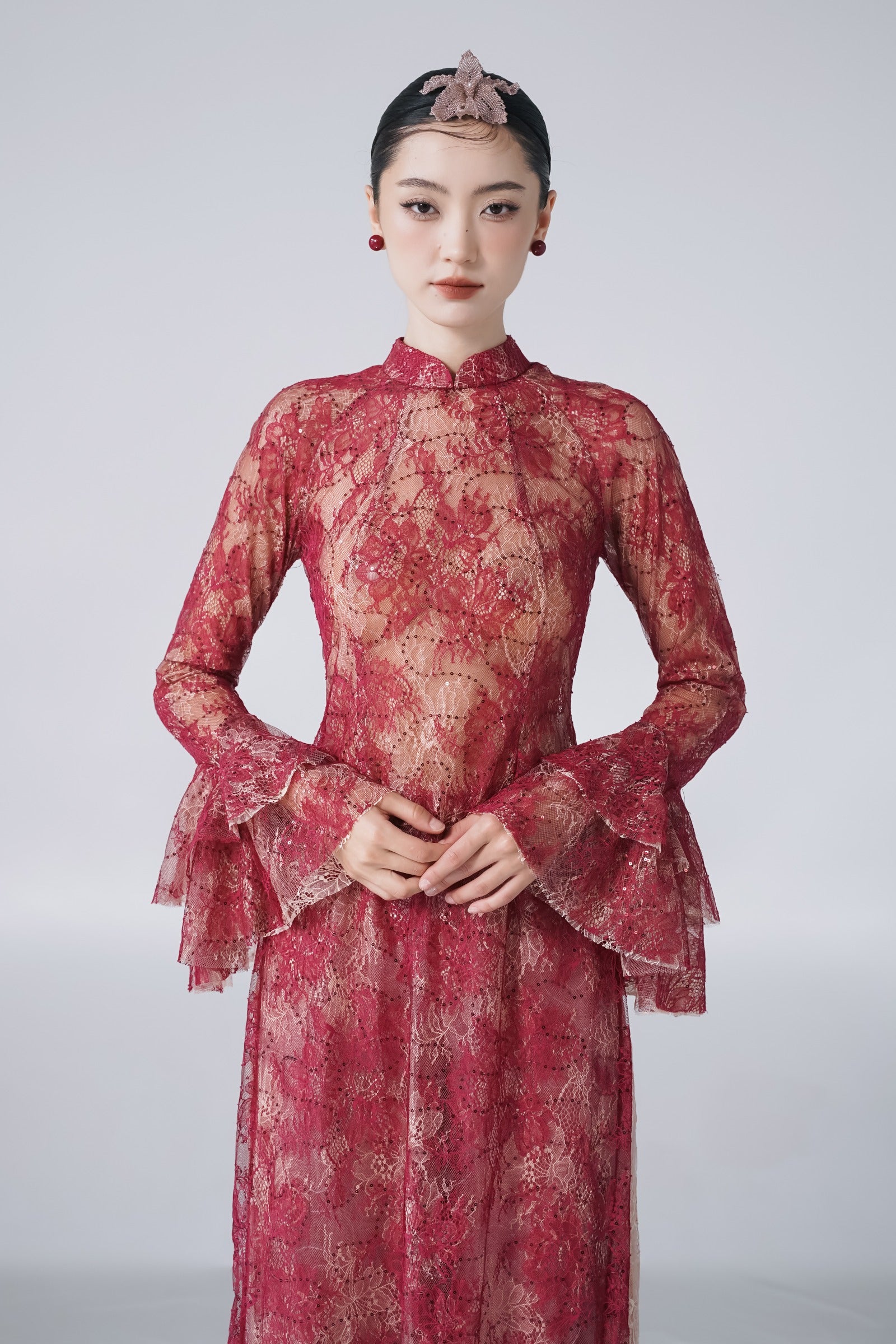 Tuu Chu Bell Sleeve Ao Dai Set
