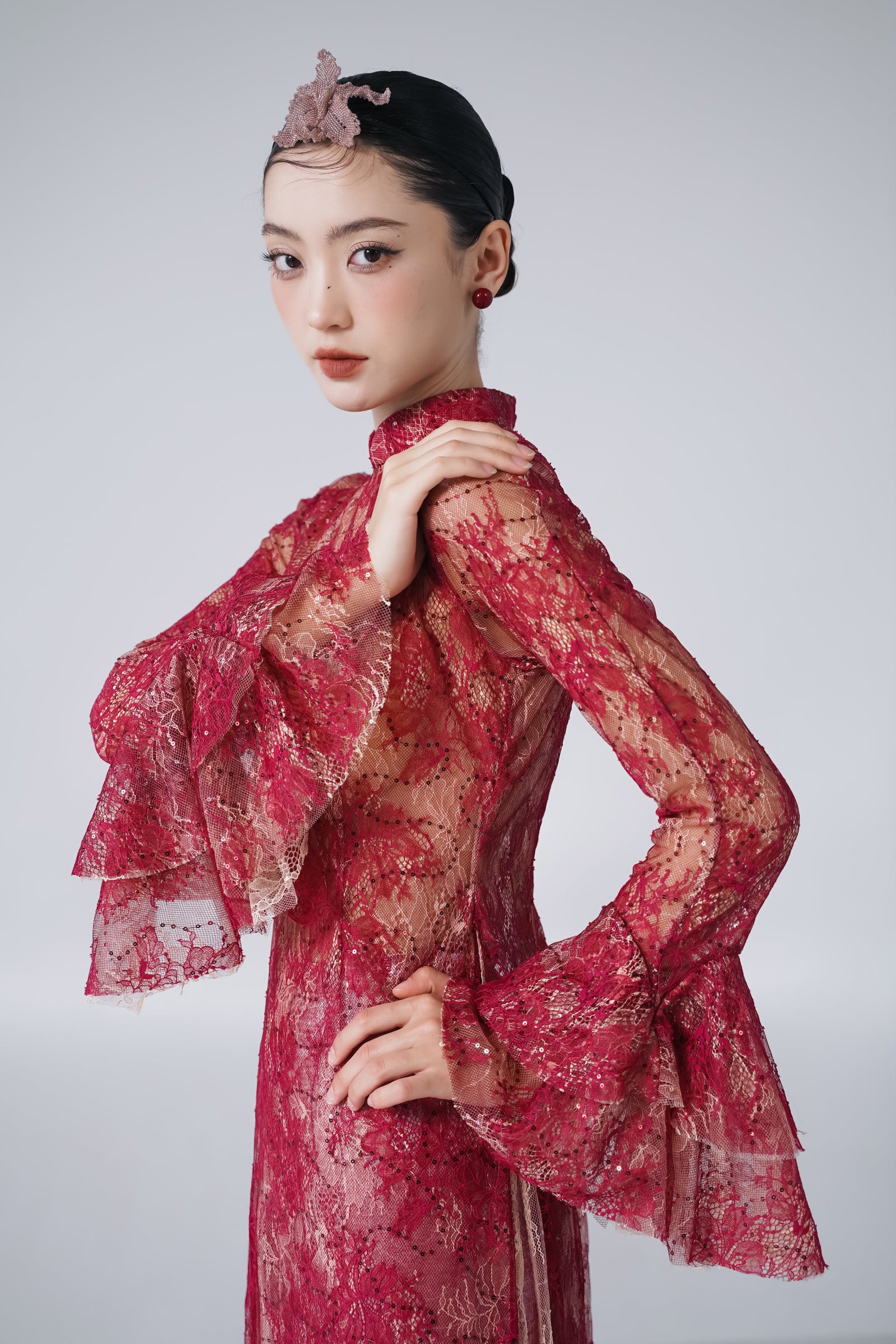 Tuu Chu Bell Sleeve Ao Dai Set