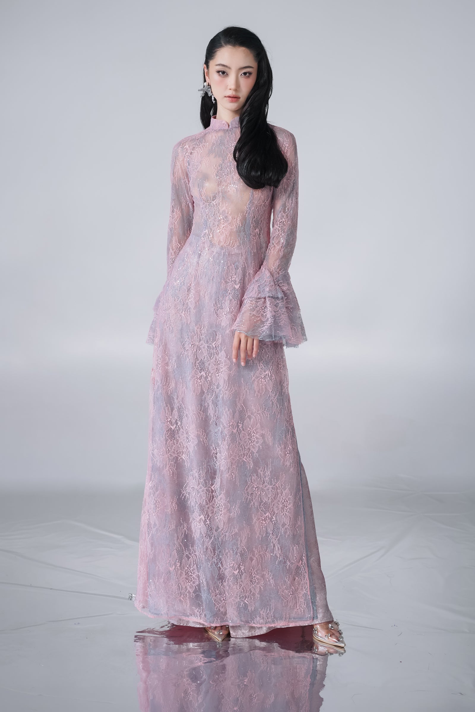 Tuu Chu Bell Sleeve Ao Dai Set