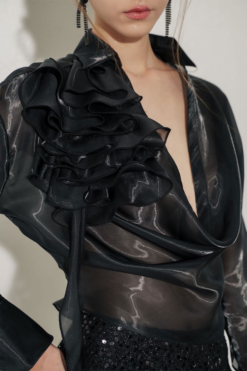 Cara Cuff Sleeved Organza Top