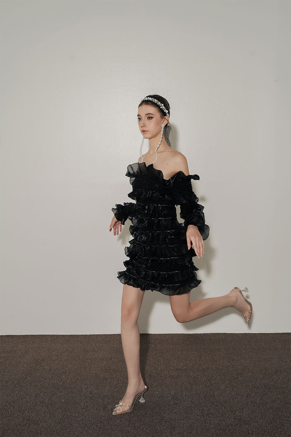Women's Ophelia A-line Off-Shoulder Mesh Mini Dress S/M/L/Customize Black/White/Cream MEAN BLVD Women's Ophelia A-line Off-Shoulder Mesh Mini Dress S/M/L/Customize Black/White/Cream MEAN BLVD