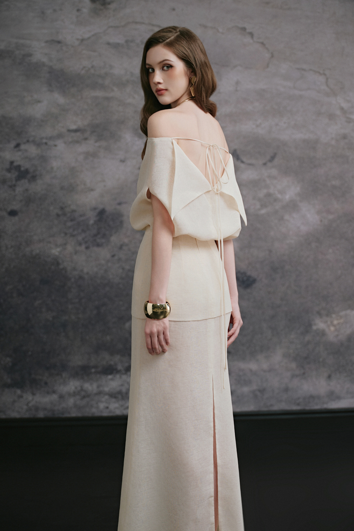 Caitlyn Blouson Silk Linen Top - MEAN BLVD