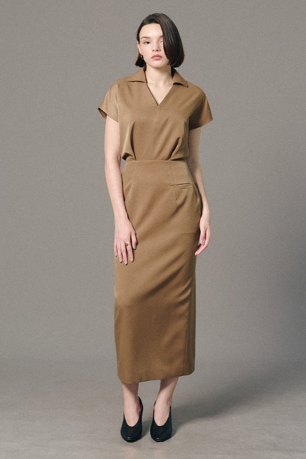 Camila Notch Neck Midi Dress - MEAN BLVD