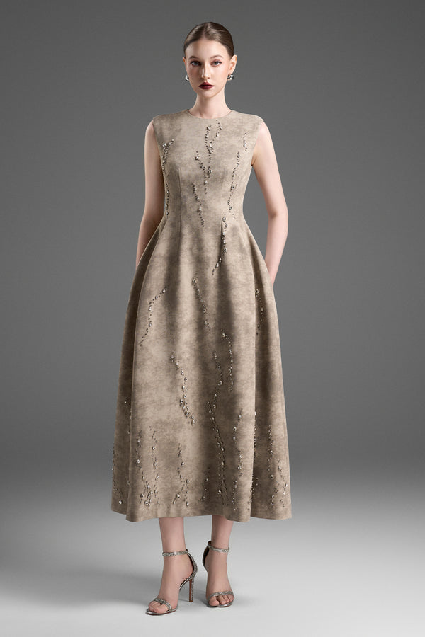 Camila Round Neck Bead Midi Dress - MEAN BLVD