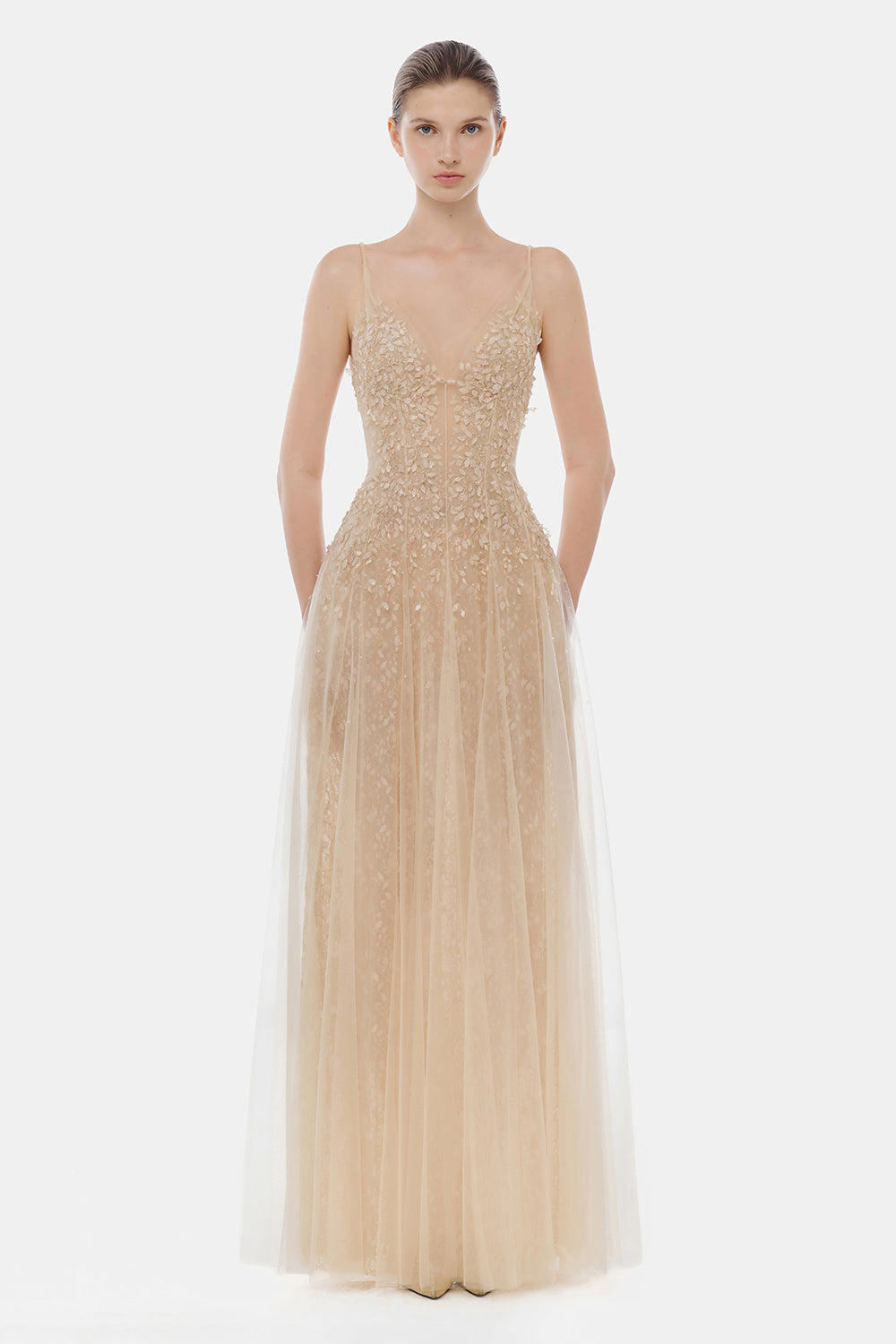 Camille V-Neck Embroidery Maxi Dress - MEAN BLVD