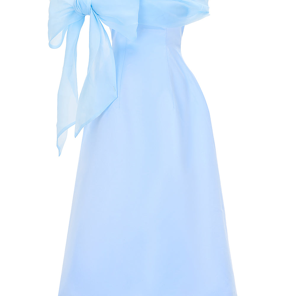 Women's Jolie A-line Bow Tie Taffeta Midi Dress S/M/L Blue MEAN BLVD S / Blue Women's Jolie A-line Bow Tie Taffeta Midi Dress S/M/L Blue MEAN BLVD S / Blue