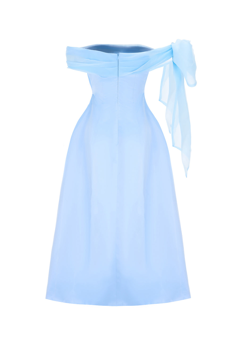 Jolie A-line Bow Tie Taffeta Midi Dress