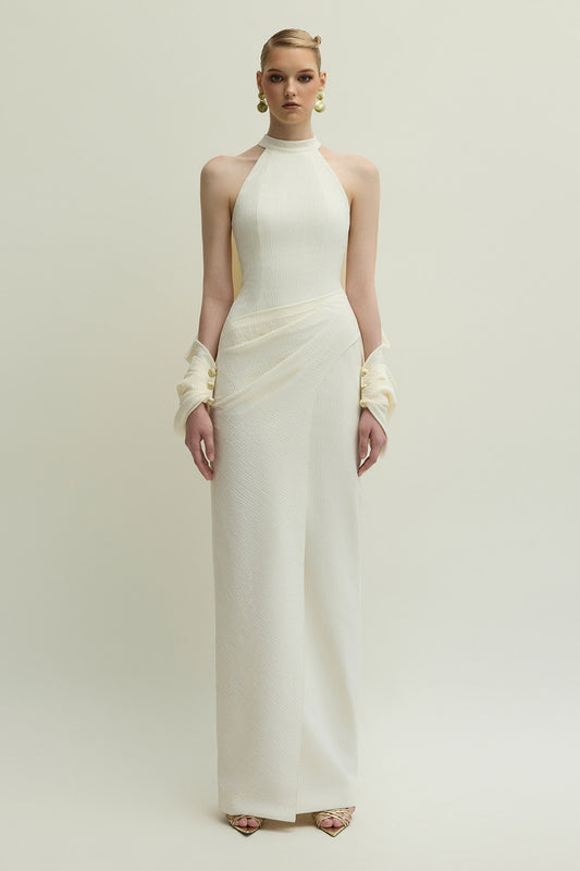 Carlyle II Halter Draped Maxi Dress - MEAN BLVD