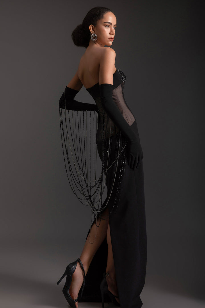 Cascade Sweetheart Rhinestone Maxi Dress - MEAN BLVD