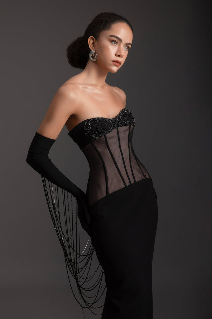 Cascade Sweetheart Rhinestone Maxi Dress - MEAN BLVD