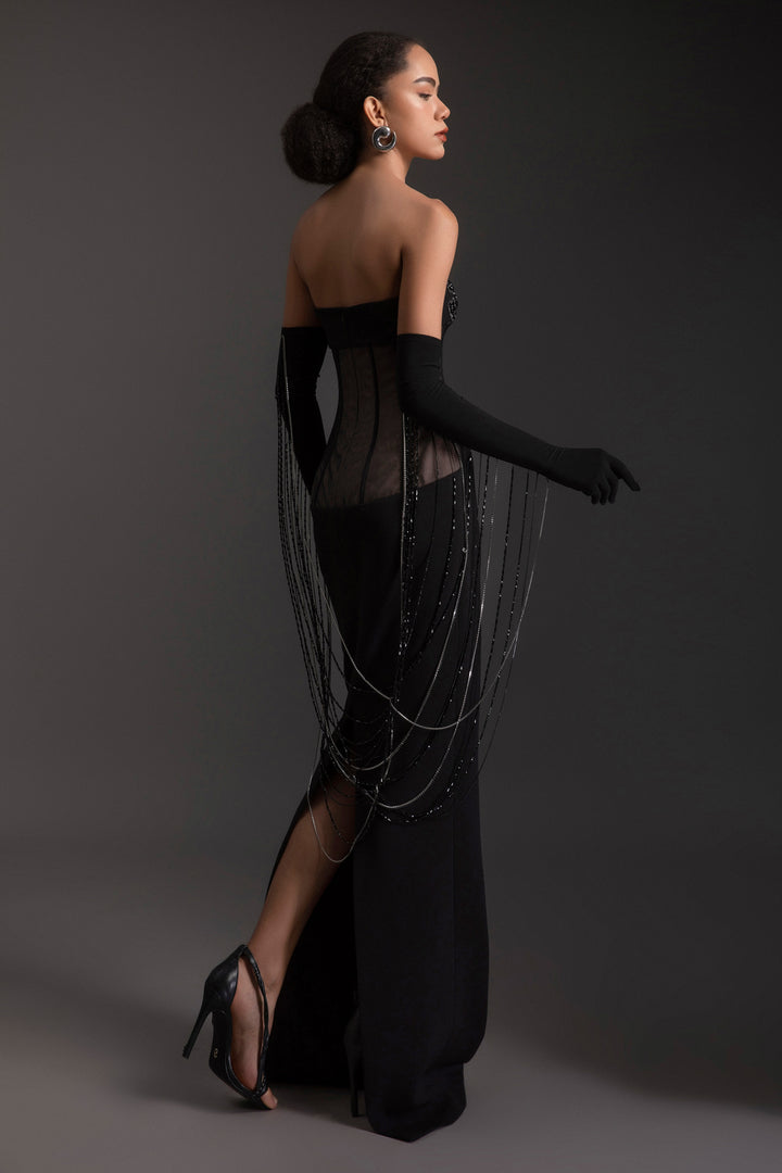 Cascade Sweetheart Rhinestone Maxi Dress - MEAN BLVD