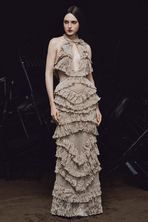 Cassandra Mermaid Ruffle Maxi Dress - MEAN BLVD