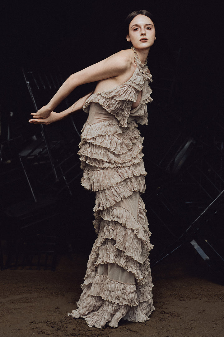 Cassandra Mermaid Ruffle Maxi Dress - MEAN BLVD