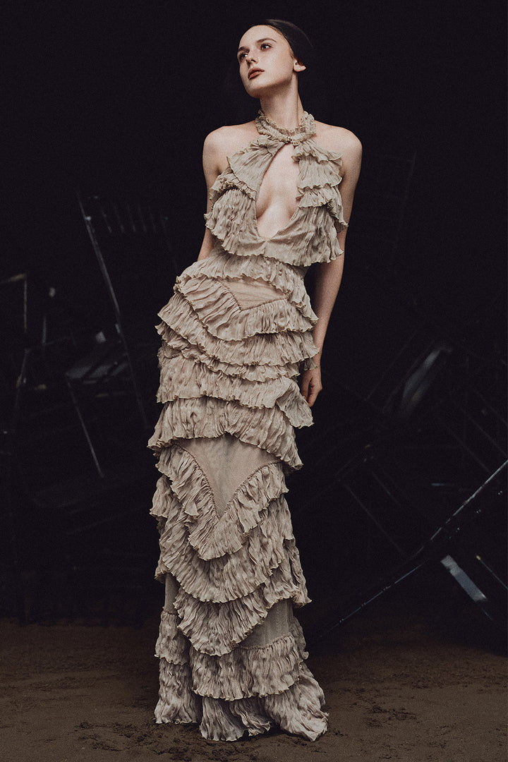 Cassandra Mermaid Ruffle Maxi Dress - MEAN BLVD