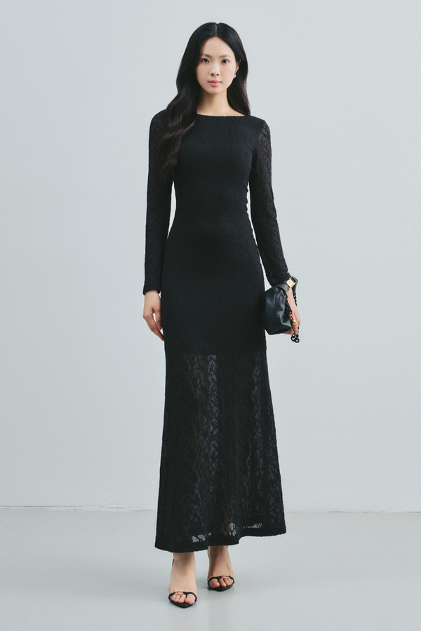 Cassia Boat Neck Lace Maxi Dress - MEAN BLVD
