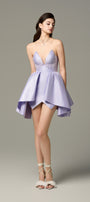 Cat-Eye Neckline Crystal Embellished Mini Dress