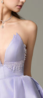 Cat-Eye Neckline Crystal Embellished Mini Dress 4