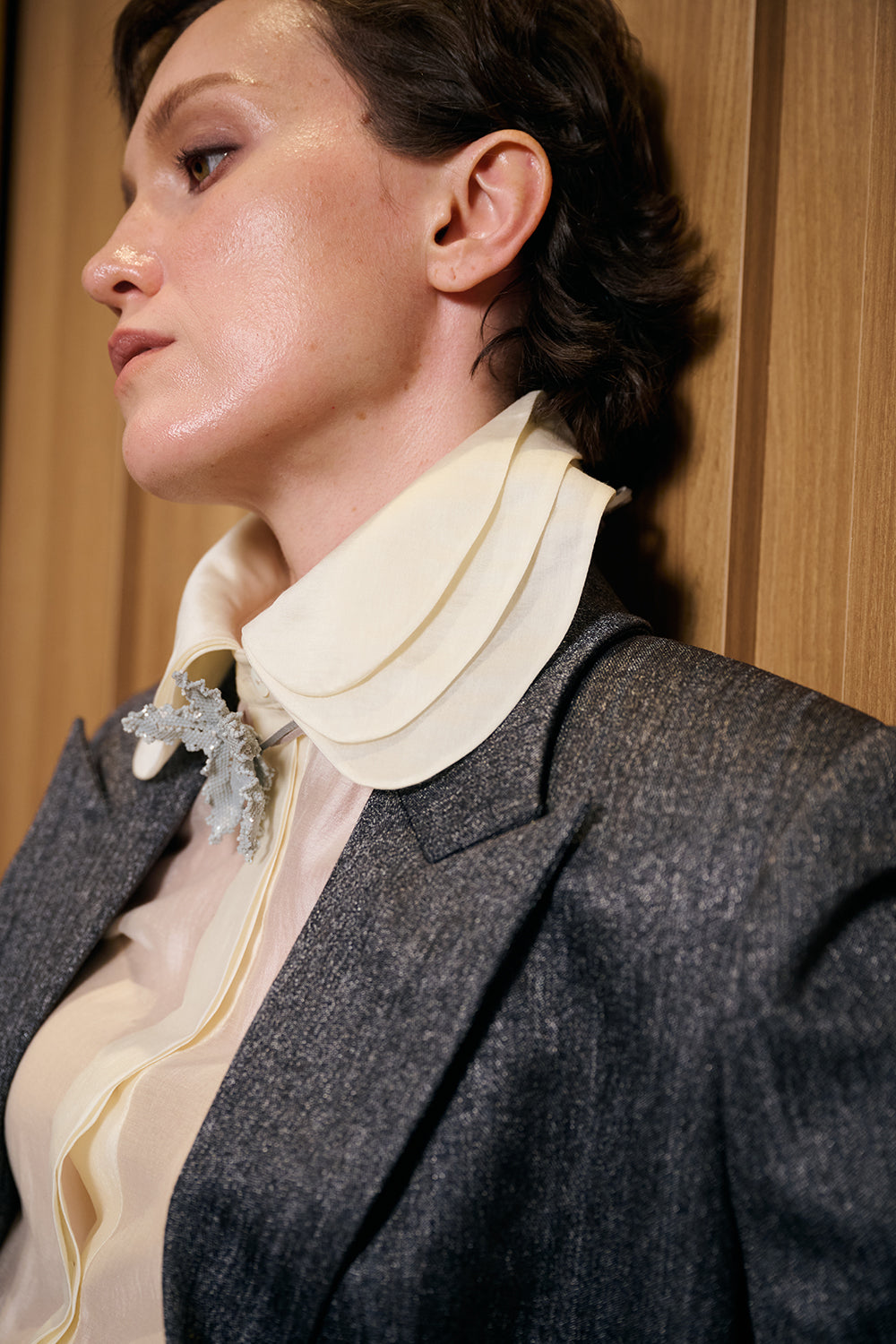 Cedar Peplum Twill Blazer