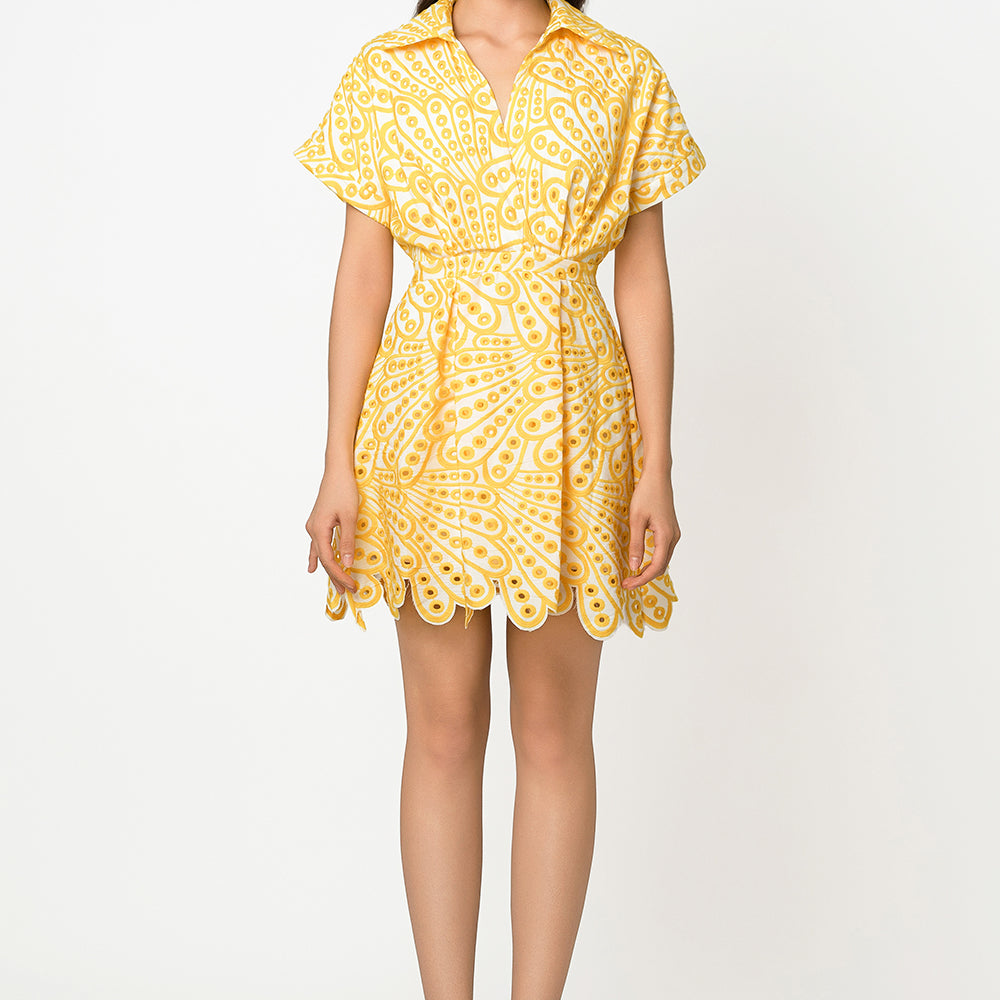 Women's Celeste A-line Mini Dress Yellow S/M/L/XL/XXL MEAN BLVD, Yellow / S Women's Celeste A-line Mini Dress Yellow S/M/L/XL/XXL MEAN BLVD, Yellow / S