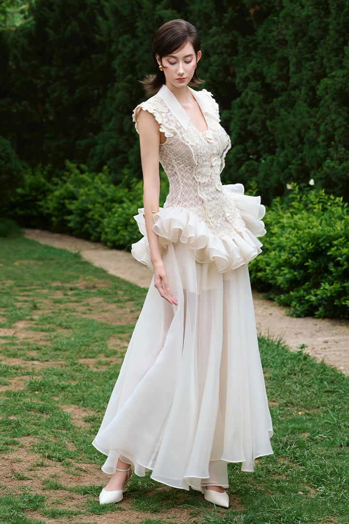 Celeste Peplum Applique Maxi Dress - MEAN BLVD