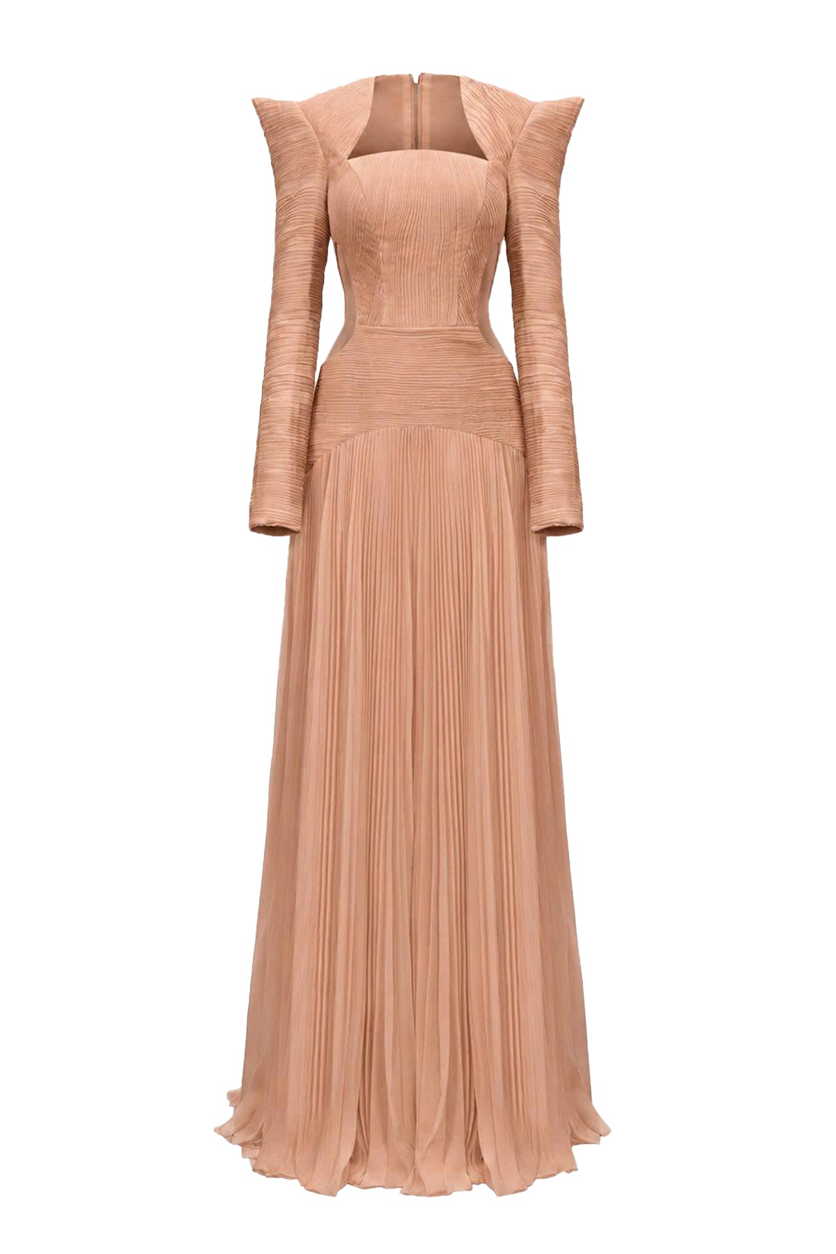 Celestial Drop Waist Square Shoulder Chiffon Floor Length Dress
