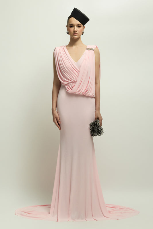 Celian Mermaid Draped Maxi Dress - MEAN BLVD