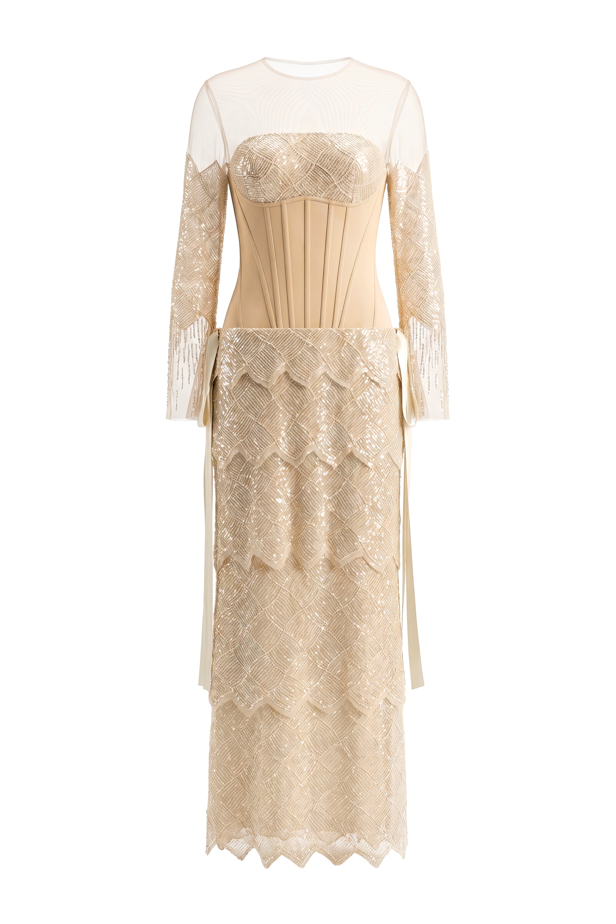 Champagne Mosaic Illusion Maxi Dress - MEAN BLVD