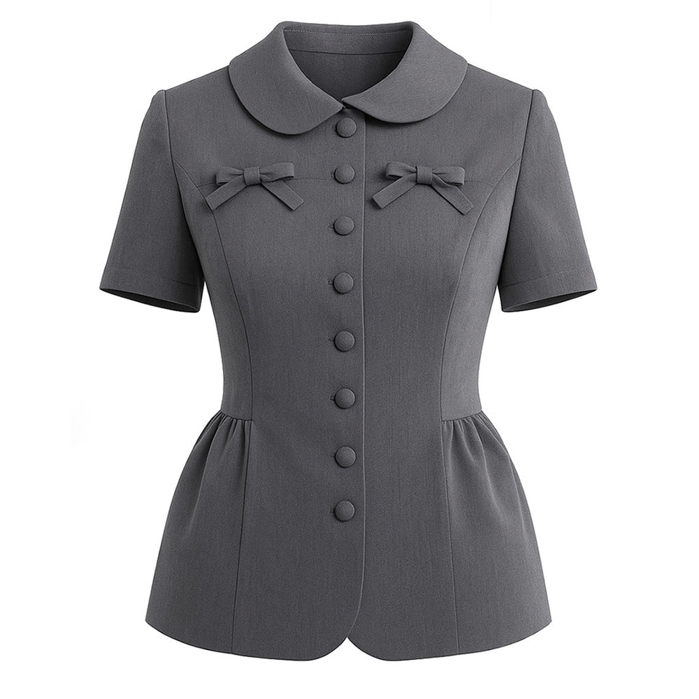 Ember Peplum Peter Pan Collar Polycotton Top