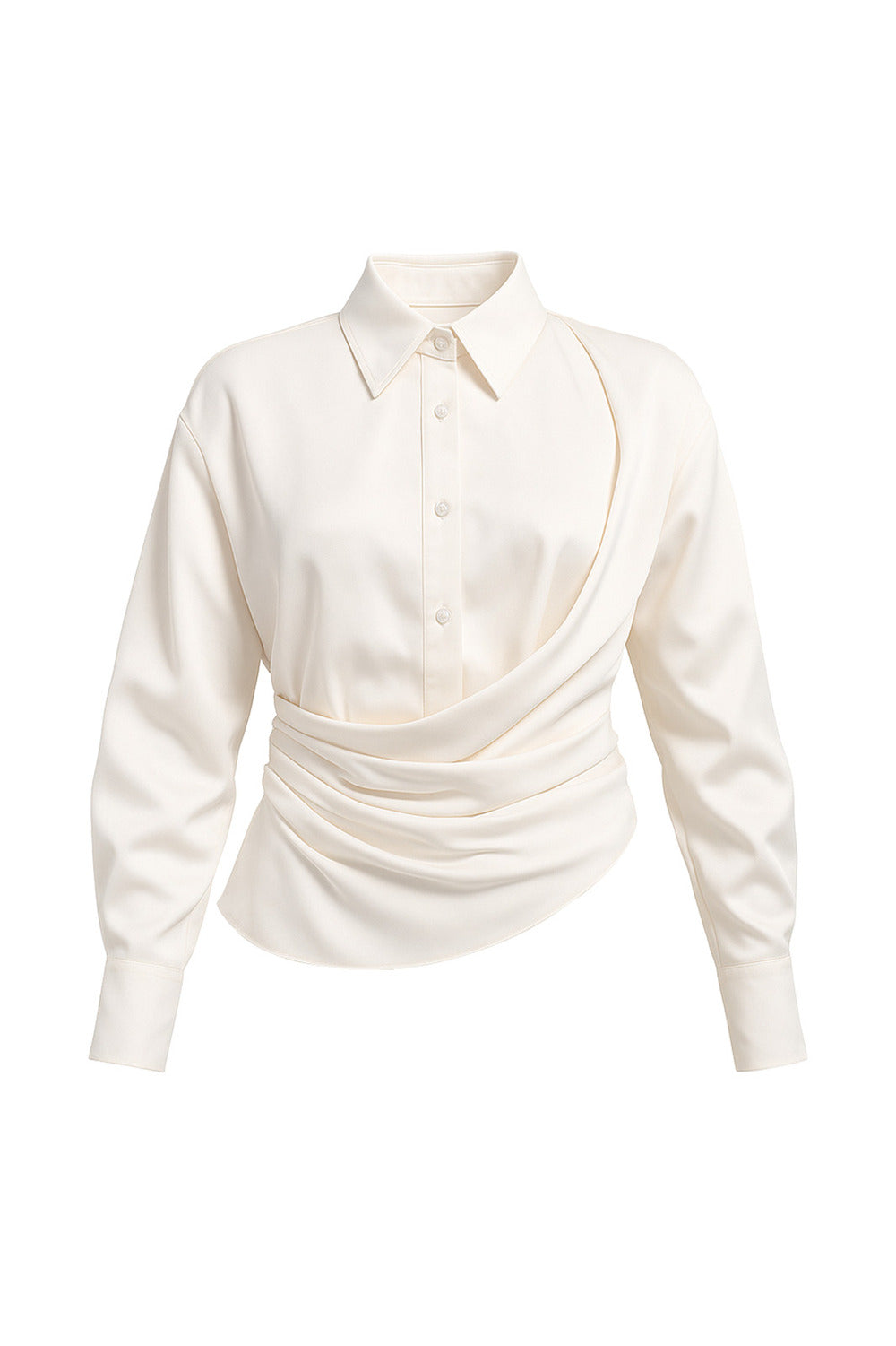 Makenzie Asymmetric Draped Silk Blend Shirt