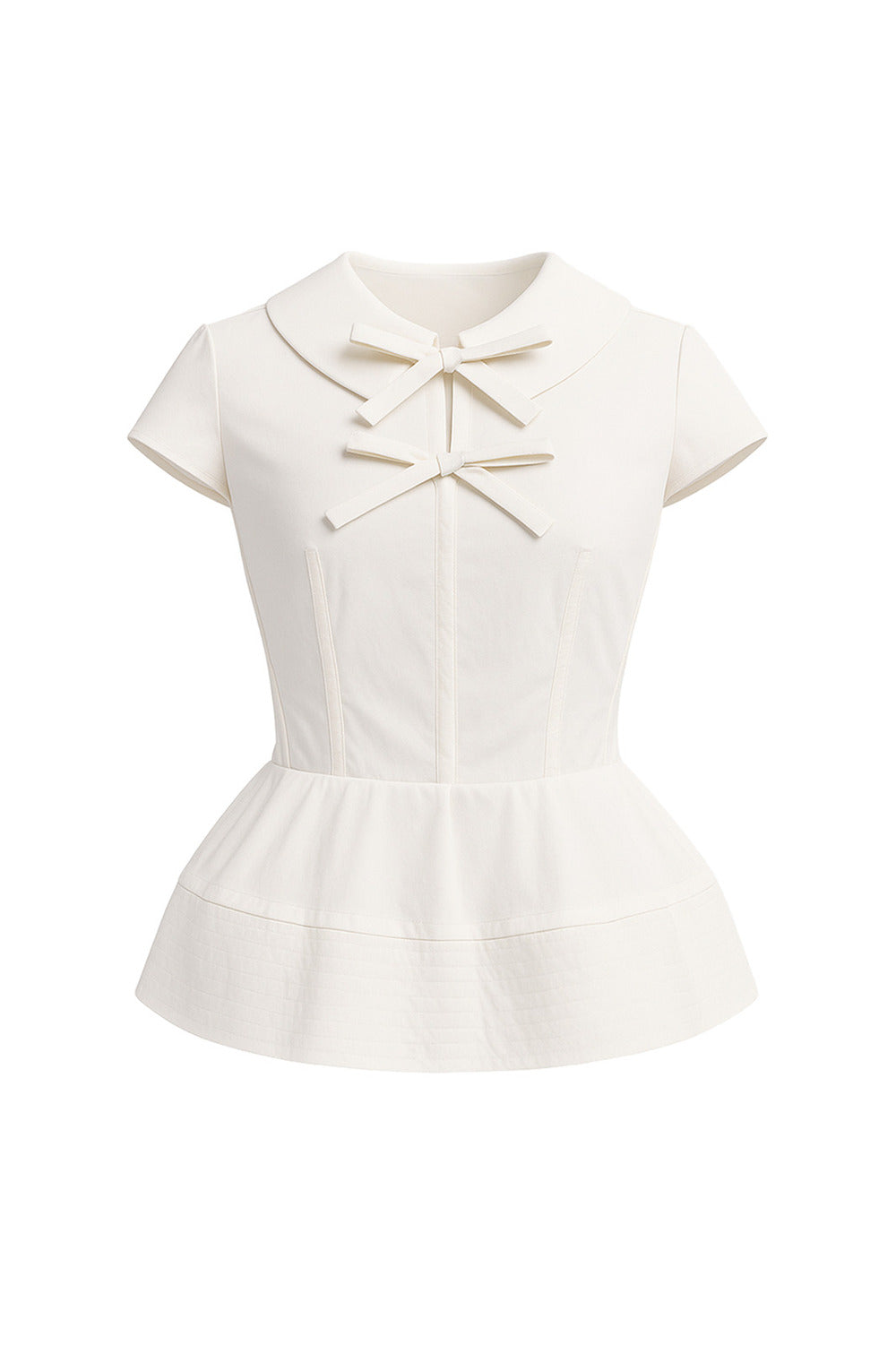 Melody Peplum Bow Khaki Silk Top